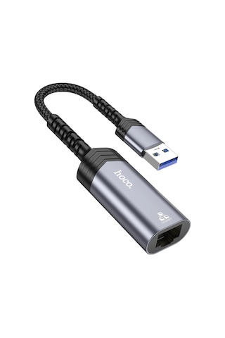 Hoco. Ua26 Tak Çalıştır Usb To Rj45 1000 Mbps Ethernet Dönüştürücü - Gri
