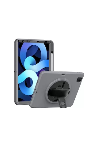 Apple iPad Uyumlu Pro 11 2018 Kılıf Hand Strap Tablet Kılıfı - Gri Arka Kapak