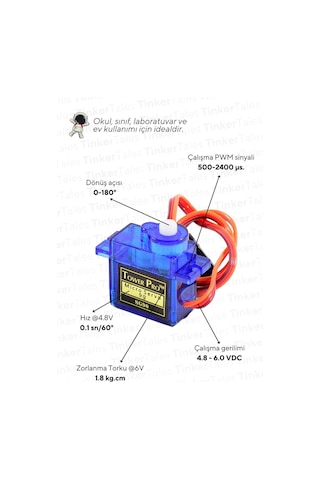 10'lu Paket Sg90 Servo Motor - Okul Ve Sınıflar İçin Meb Uyumlu Arduino Uyumlu