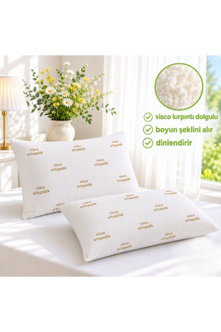 Visco Dolgulu Ortopedik Yastık 50x70 Cm -boyun Desteği Sağlar. Beyaz