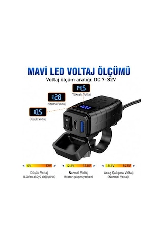 Motosiklet Hızlı Şarj Cihazı 12v-24v Su Geçirmez Çift Usb Type-c Pd Hızlı Şarj Portu Gidon Bağlantılı Telefon Tablet Şarj Adaptörü, Motosiklet, Bisiklet, Atv, Tekne, Motor Aksesuarı Mt4