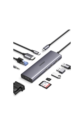 Ugreen 10'u 1 Arada Usb-c Hub - 4k Hdmı, Ethernet, Pd, Kart Okuyucu 15601