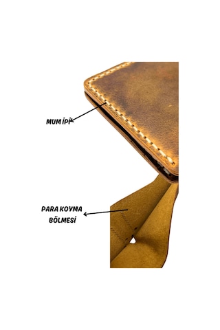 El Yapımı Hakiki Deri Premium Cüzdan Taba Geniş Model Taba