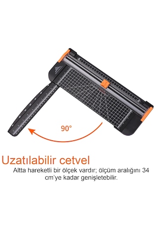 Giyotin Kağıt Kesici – A4 Kağıt Kesme Makinesi, Güvenlik Bıçaklı, Cetvelli, Çift Yönlü Kesim