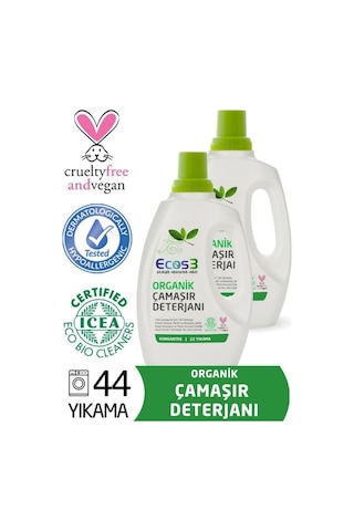 Ecos3 Organik Sıvı Çamaşır Deterjanı 22 Yıkama 2 x 750 ML