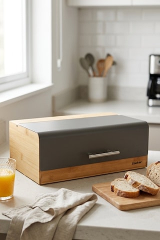 Cooker Viona Metal Kapaklı Bambu Ekmek Kutusu Ckr4540 Gri