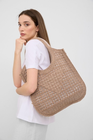 Shule Bags Vicolo Handmade Makrome Tote Çanta Vizon Vizon