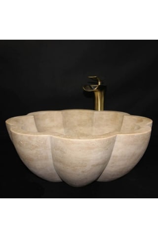 Traverten Papatya Özel Tasarım Lavabo