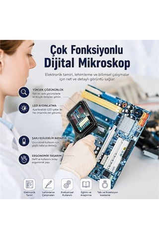 Powermaster Pm-29314 3.0" Ips Ekranlı El Tipi Dijital Mikroskop 2 Mp Kamera Pc Kamera