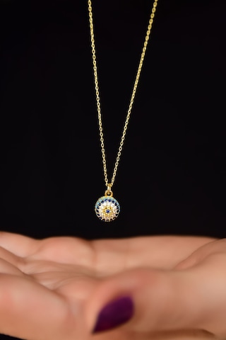 Papatya Silver 925 Ayar Gümüş Gold Kaplama Firuze Nazar Göz Kolye