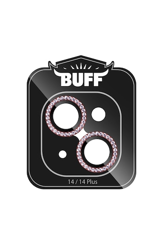 Buff Apple Uyumlu iPhone 14 / 14 Plus Diamond Kamera Lens Koruyucu Kırmızı