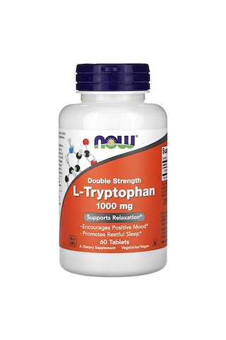 Now Foods L-tryptophan 1,000 Mg Double Strength Sleep Positive Mood Supports Relaxation 60 Tablet Aromasız