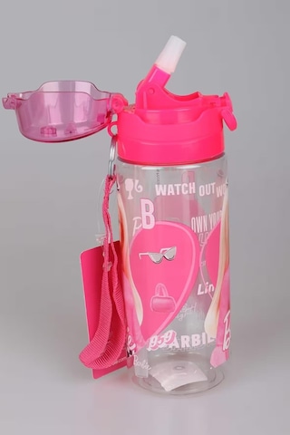 Barbie Suluk / Su Şişesi 500ml Pembe Özel Tritan Malzemeli Suluk Pipetli Çok Renkli