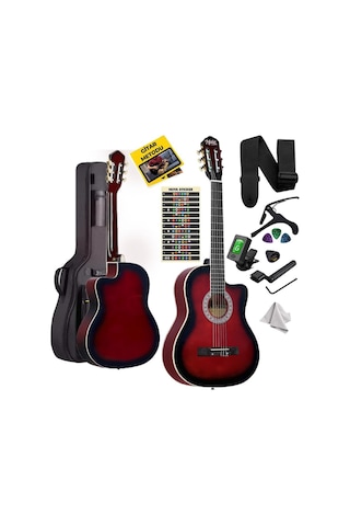Midex Mgx-100rd-bag Üst Seviye Klasik Gitar 4/4 Sap Ayarlı Tuner Çanta Askı Capo Metod Pena