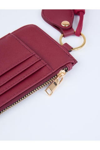 Jimmy Key Jimmy Key Bordo Deri Görünümlü İp Detaylı Fermuarlı Cüzdan 5ww365930562