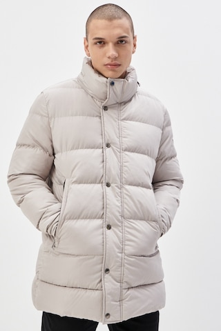 Regular Fit Normal Kesim Dik Yaka Kırık Beyaz Şişme Mont Kırık Beyaz