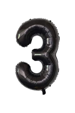 3 SİYAH RAKAM FOLYO BALON 34" Inc 82 cm