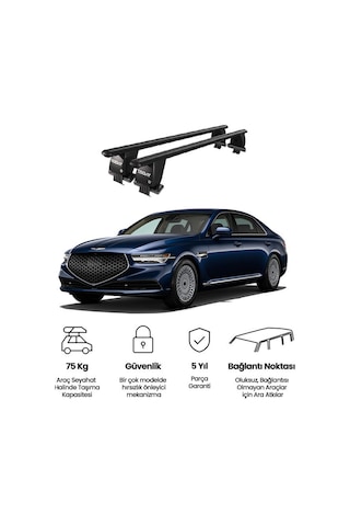 Royal Genesis G90 2016 Ve Sonrası Uyumlu Siyah Ara Atkı Port Bagaj Tavan Barı