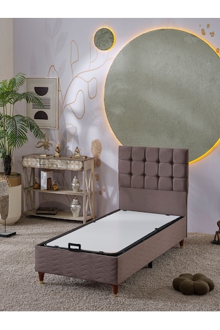 Beehanem Bengü Tek Kişilik 3lü Set Yatak+baza+başlık Kahve 120 X 200