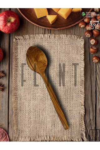 Zeytin Ağacı El Yapımı Tahta Ahşap Kaşık Mutfak Yemek Kaşığı 29cm