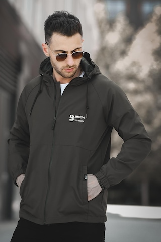 Oksit Mmx Baskılı Suya Dayanaklı Slim Fit Erkek Kapüşonlu Mevsimlik Mont Yağmurluk 001