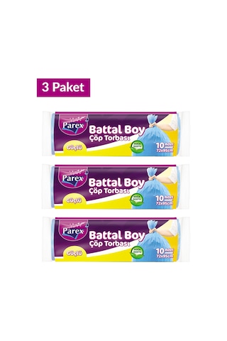 Güçlü Çöp Torbası Battal Boy 10'lu 72 X 95 Cm Üçlü Set