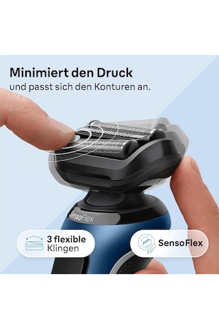 Easyclick Hassas Düzeltici Aparatlı Braun Series 6 Elektrikli Tıraş Makinesi, Temizleme İstasyonlu Sensoflex Erkek Tıraş Makinesi, Islak Ve Kuru, Erkeğe Hediye, Almanya'da Üretilmiştir, 61-b7200cc, Mavi
