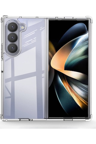 Mobilteam Galaxy Uyumlu Z Fold 6 Kılıf Nitro Anti Shock Silikon - Şeffaf Şeffaf