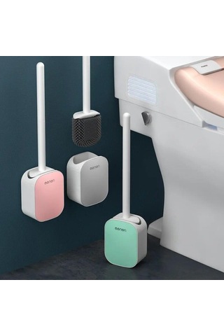 Pembe Wıkhostar Tuvalet Fırçası Silikon Uzun Saplı Tuvalet Temizleme Fırçası Duvara Montaj Hızlı Boşaltma Temiz Aracı Banyo Aksesuarları