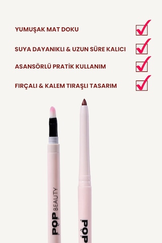 Pop Beauty Waterproof Suya Dayanıklı Asansörlü Dudak Kalemi Out Of Office