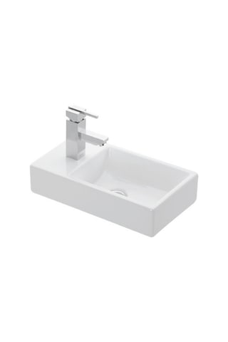 Lapino Minos 45 Cm Mobilya Uyumlu Lavabo Soldan Batarya Delikli Beyaz