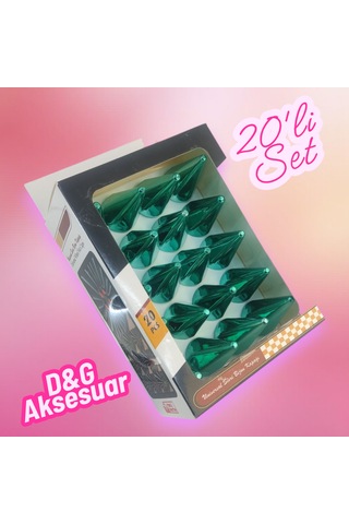 17mm Sivri Yeşil Bijon Kapağı 20li Set