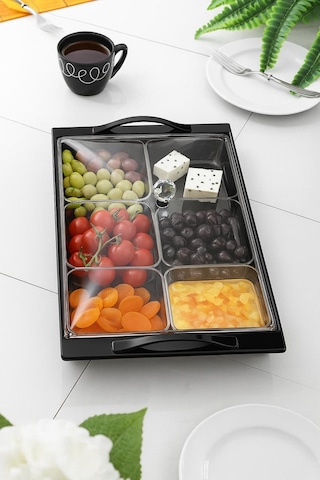 Mat Siyah Akrilik Saray Kahvaltılık Seti 13 Parça Siyah