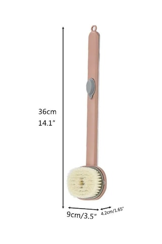 Besthome1 Lieviry Uzun Saplı Duş Fırçası - Sabun Dispenserli, Sırt Masajı İçin Pembe Pembe