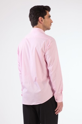 Dufy Pembe Erkek Regular Fit Kareli Brent Yaka Uzun Kol Gömlek - 102579 Pembe