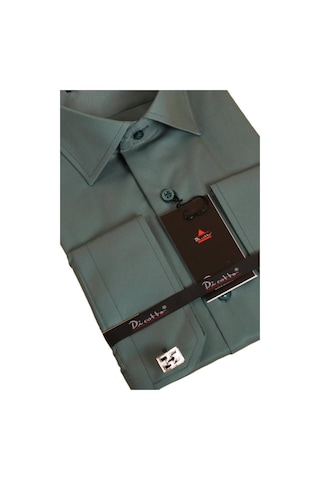 Dicotto Haki Yeşil Dar Kesim Micro Kumaş Kol Düğmeli Slim Fit Erkek Gömlek - 201-19 001