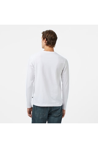 Nautica Erkek Beyaz Classic Fit Uzun Kollu T-shirt Düz V57007t Beyaz