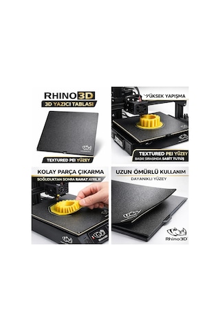 Rhino3d 235x235 Peı Tabla Ender 3 Uyumlu Textured Yüzey 3d Yazıcı Build Plate