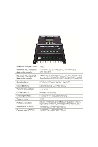 Sıpın Solar Şarj Regülatörü Paketi Mppt 60a 1 Kollu Güneş Enerjisi Şarj Kontrol Cihazı
