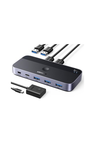 Usb Anahtarı 2pc 3.0 Switcher C 2'si 4 Çıkışlı, Masaüstü Denetleyicisi Kvm 2 A'dan A'ya Kablolu Alüminyum Muhaf