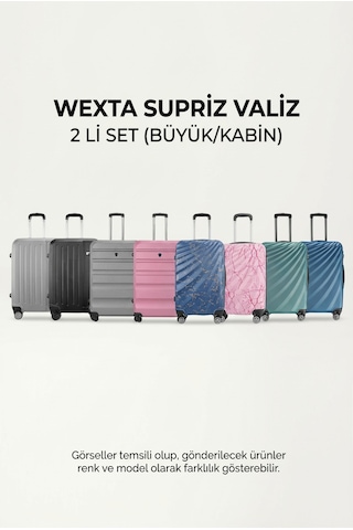 Valiz - Büyük Boy Ve Kabin Boy 2'li Set - Karışık Renk Ve Model Çok Renkli