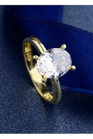 925 Ayar Gümüş 10x8 Mm 4 Karat Oval Tektaş Gümüş