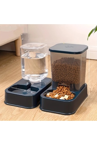 Honeybeeshop Koyu Mavi Su Kabı Ve Mama Kabı Seti Dayanıklı Plastik Kedi Köpek Beslenme Malzemeleri