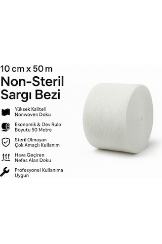Bozkar Medikal Nonwoven Non-Steril Bandaj Rulo Sargı Bezi 10 CM x 100 M