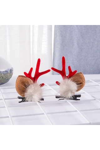 Noel Saç Tokası - Noel İçin Sevimli Boynuz Kulaklı Saç Aksesuarı Çok Renkli