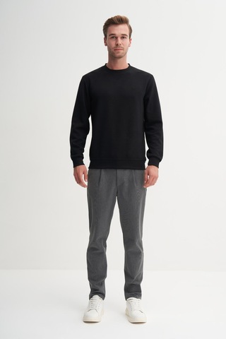 Cazador 54260 Erkek Bisiklet Yaka Sweatshirt Siyah