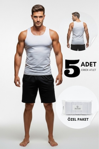 Underworld Ays Yıldız Erkek Pamuklu Beyaz Atlet 5 Li Paket Beyaz Beyaz