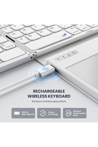 Geodmaer Büyük Touchpad Katlanabilir Bluetooth Klavye White