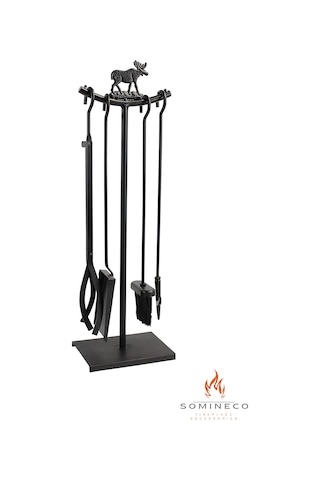 Somineco 5 Li Lüx Ithal Metal Geyik Motif Kabartmalı Şömine-Soba