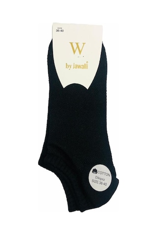 Jawalli Desenli Hava Alan Dikişsiz Kadın Patik Çorabı-Siyah